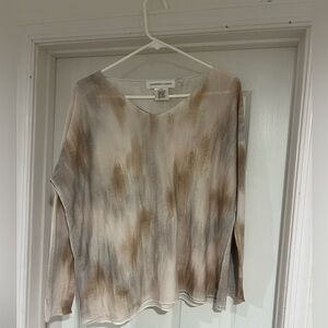 Lamberto Losani Cream and Brown Long Sleeve Top